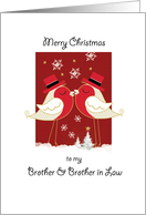 Merry Christmas, Gay, Brother & Brother in Law. 2 Robins Kissing card