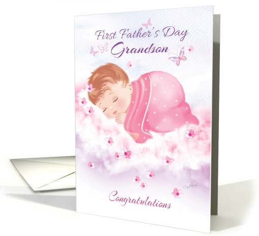 1st Father's Day, Grandson, Baby Girl on Cloud card (1435646)