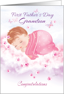 1st Father’s Day, Grandson, Baby Girl on Cloud card