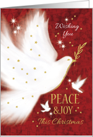 Christmas, Peace & Joy, White, Fluffy, Dove card