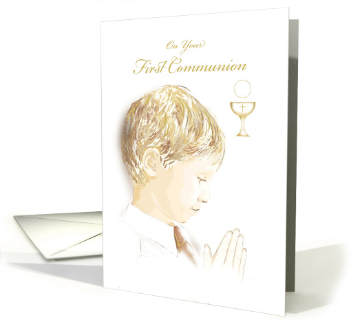 First Communion, Congratulations, Boy, Praying card (1448188)