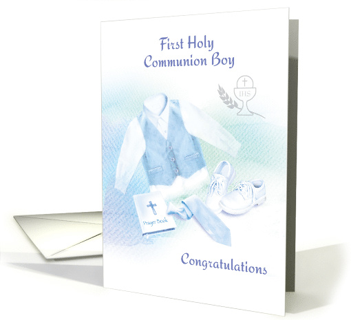 Congratulations, First Holy Communion, Boy's Clothes card (1448246)