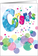 Congrats, Modern, Abstract, Word with Bubbles card