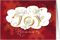 Christmas, Joy to the World. 3 Quirky Angels, making Music card