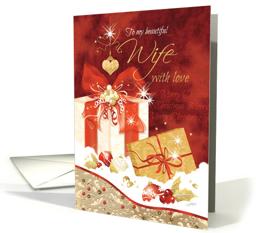 Christmas, Wife, Stylish, Presents, Ornaments and Heart card (1449066)