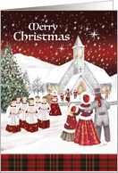 Christmas, Vintage Style, Choir Boys Caroling, outside Church card