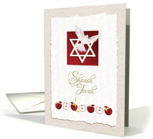 Rosh Hashanah, Shanah Tovah - Star of David, Dove & Apples card