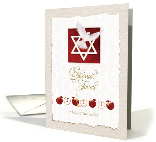 Shanah Tovah, Across the Miles, Star of David, Dove & Apples card