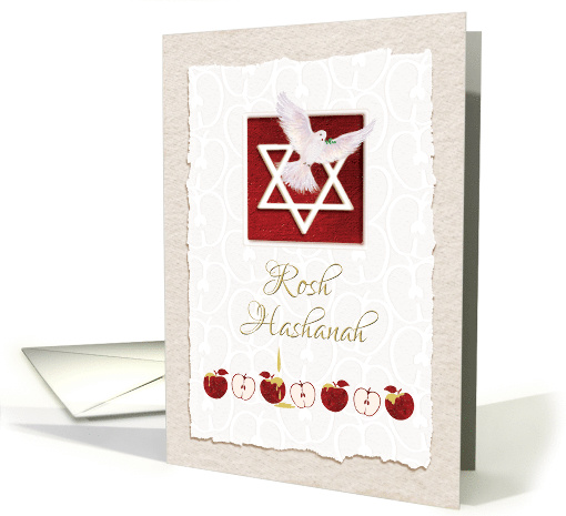 Rosh Hashanah, Peace Dove flying through Star of David. card (1450076)