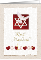 Rosh Hashanah, Peace Dove flying through Star of David. card
