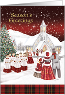 Season’s Greetings, Christmas Vintage Style Choir Boys Caroling, card