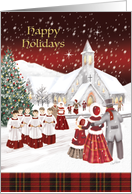 Happy Holidays, Christmas Vintage Style Choir Boys Caroling, card