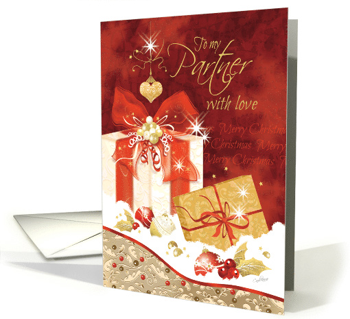 Christmas, Partner, Stylish, Presents, Ornaments and Heart card