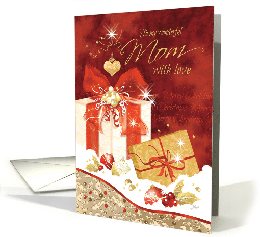 Christmas, Mom, Stylish, Presents, Ornaments and Heart card (1450266)