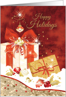 Happy Holidays, Stylish, Presents, Ornaments and Heart card