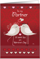 Valentine’s Day, Partner, Two Lovebirds about to Kiss, Tweet card