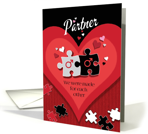 Valentine's Day, Gay, Partner, Made For Each Other, Jigsaw Pieces card