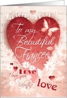 Valentine’s Day, Fiancee, Large Red Heart & Daisies in Soft Tones card