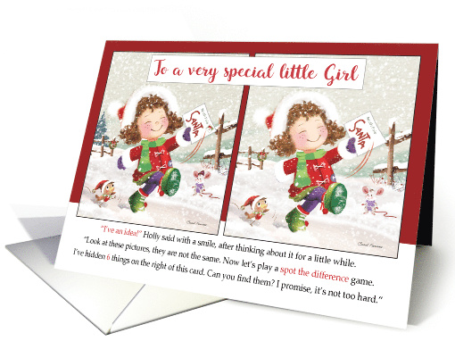 Christmas, for Little Girl. Spot the Difference. I'V AN IDEA. card