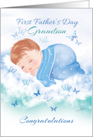 1st Father’s Day, for Grandson, Baby Boy on Cloud card
