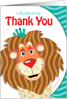 A Big Roaring Thank You. Funny, Colorful, Cartoon, Lion Head card
