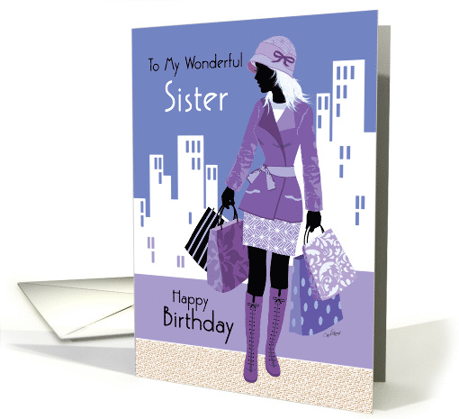 Birthday, Sister, Trendy Shop Girl card (1490028)