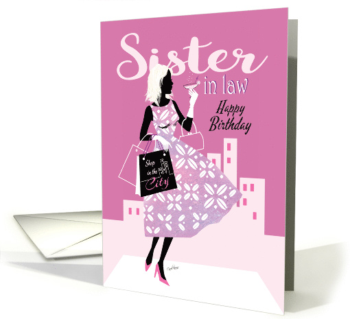 Birthday, Sister-in-Law, Shop in the City, Pink & Chic card (1490032)