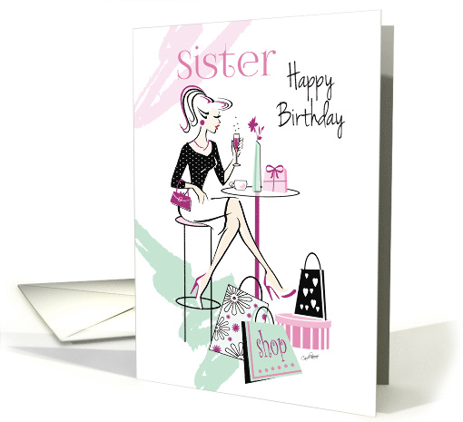 Birthday, Sister, Shop 'til you Drop, Relax and Unwind card (1490034)