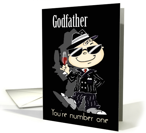 Father's Day, Godfather, Cute Cartoon Man in Pinstripe Suit card
