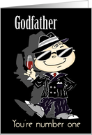 Father’s Day, Godfather, Cute Cartoon Man in Pinstripe Suit card