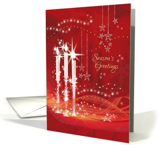 Magical Christmas, Three Tall White Candles and Stars card (1492692)