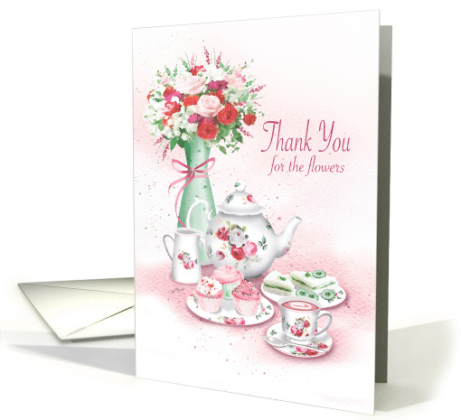Thank You for the Flowers, Vase of Flowers and Tea set card (1493168)