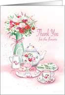 Thank You for the Flowers, Vase of Flowers and Tea set card