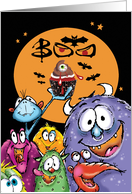 Halloween, Boo, Monsters with Eyeball in Cupcake card