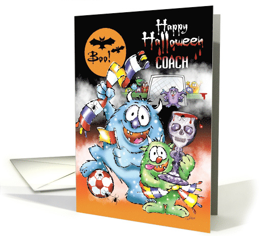 Happy Halloween, Coach, Spooky, Monsters Sporty, Soccer card (1493668)