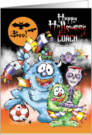Happy Halloween, Coach, Spooky, Monsters Sporty, Soccer card