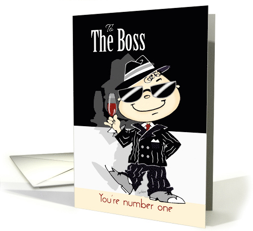 Boss's Day, You're Number One, Funny Guy in Pinstripe Suit card