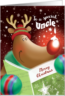 Merry Christmas, Uncle, Cute Deer with Snowdrop on Nose card