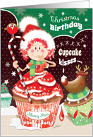 Christmas, Birthday, Cupcake, Marcy Pam with Reindeer card