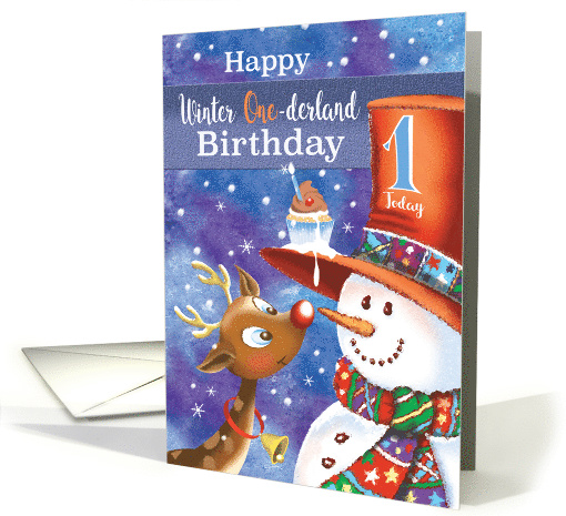 Winter One-derland, 1st Birthday for Boy card (1548864)