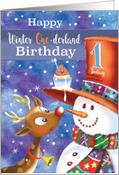 Winter One-derland, 1st Birthday for Boy card