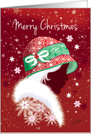 Merry Christmas, Girl in Red Hat card