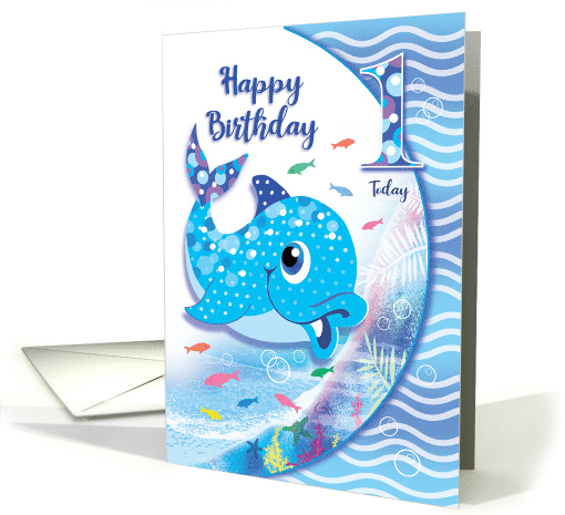 Baby Blue Dolphin, Boy Age One card (1581448)
