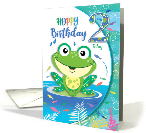 Hoppy Birthday, Frog, Boy Age two card (1581452)