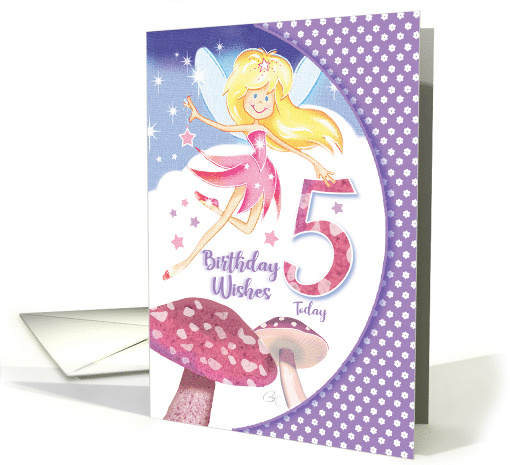 Fairy, Mushroom, Birthday Girl, Age five card (1581466)