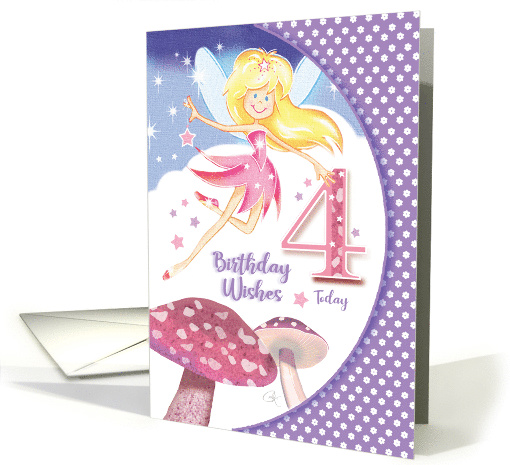 Fairy, Mushroom, Birthday Girl, Age four card (1581826)