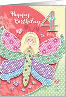 Butterfly-Girl, Birthday Girl, Age Four card