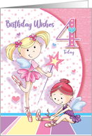 Birthday Girl Age 4, Ballerina Fairies card