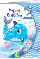 Birthday Age 2, Baby Blue Dolphin card