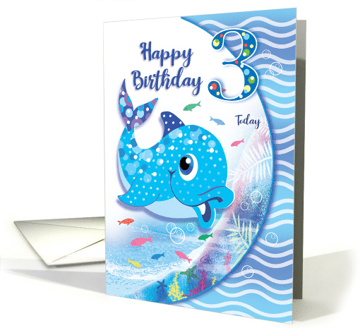 Birthday Age 3, Baby Blue Dolphin card (1583398)